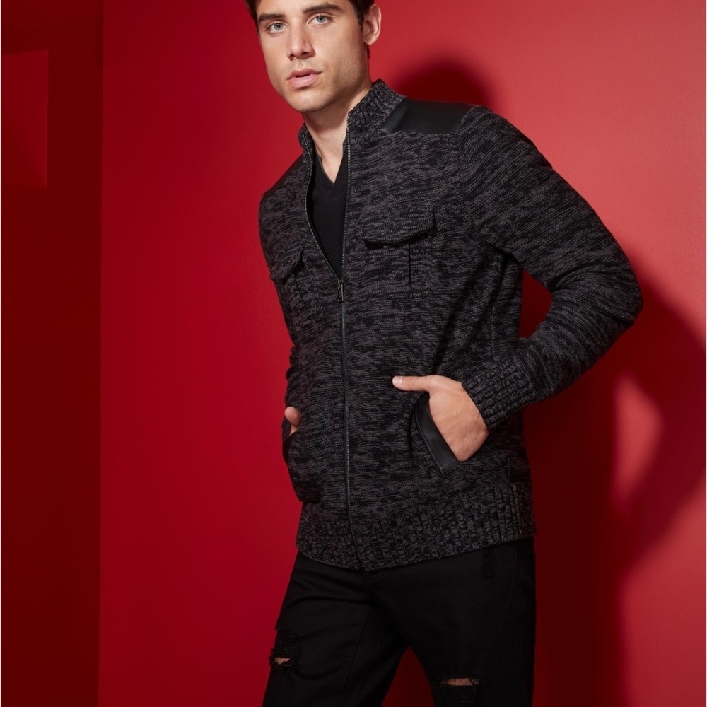 New GUESS Drian Mock-Neck Zip Sweater